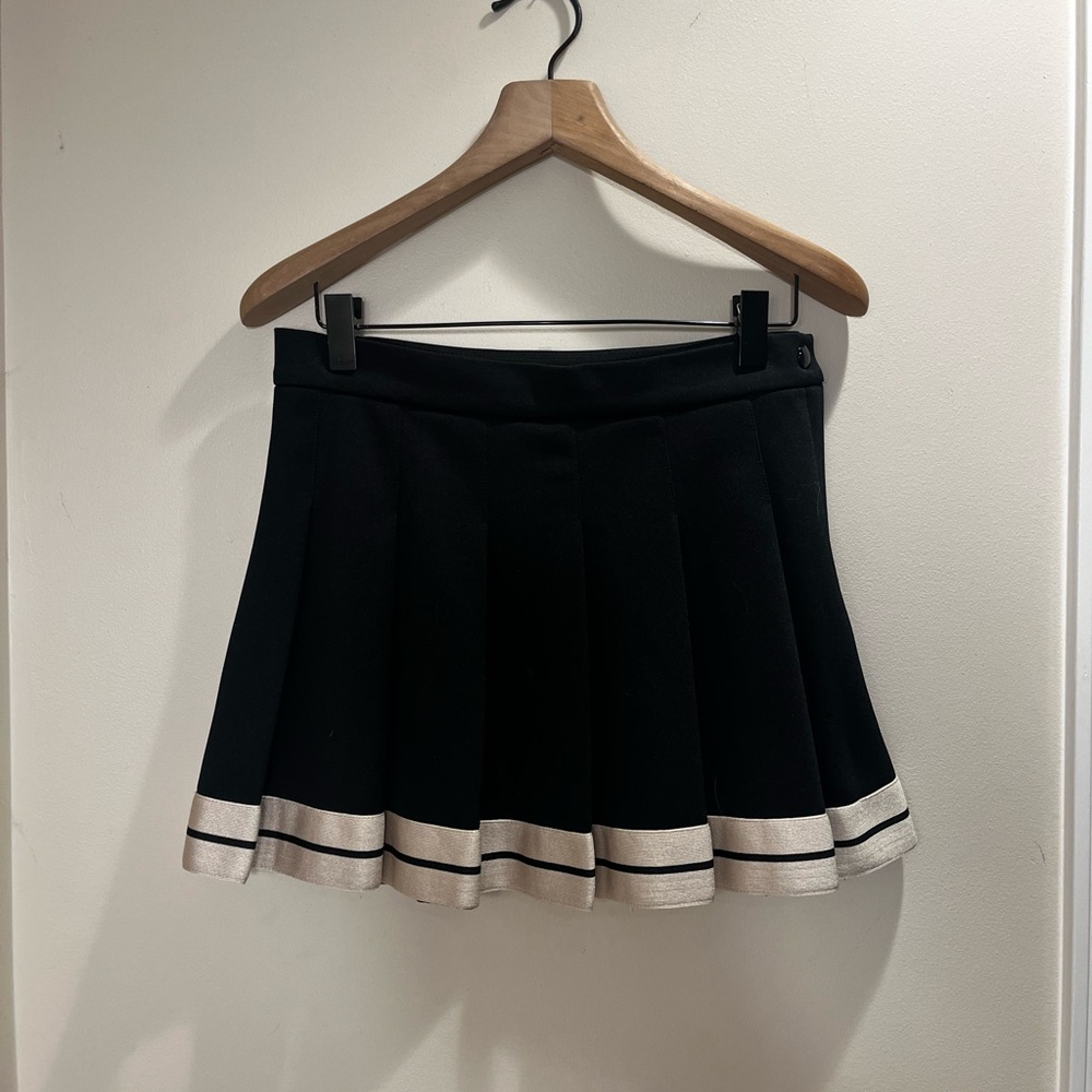 Palm Angels Black Skater Skirt with White Trim
